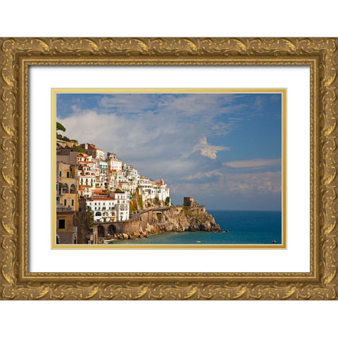 Italy-Amalfi The beautiful view of the coastal town of Amalfi on the Gulf of Salerno Gold Ornate Wood Framed Art Print with Double Matting by Eggers, Julie