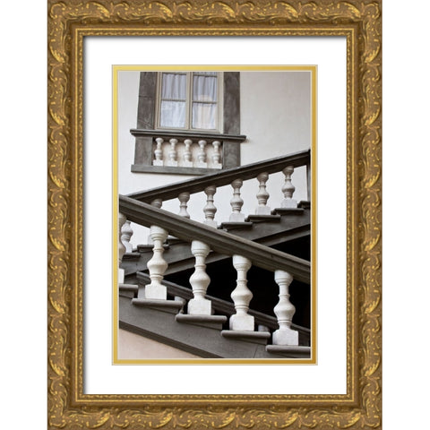 Italy-Tuscany-Lucca Stairs in the Pfanner Palace and gardens Gold Ornate Wood Framed Art Print with Double Matting by Eggers, Julie