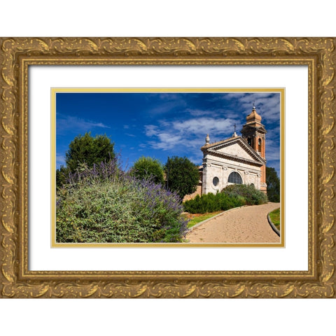 Italy-Tuscany-Montalcino The Madonna del Soccorso church in the town of Monticiano Gold Ornate Wood Framed Art Print with Double Matting by Eggers, Julie