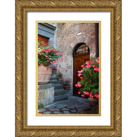 Italy- Tuscany. In and around the medieval hilltown of Civita di Bagnoregio. Gold Ornate Wood Framed Art Print with Double Matting by Eggers, Julie