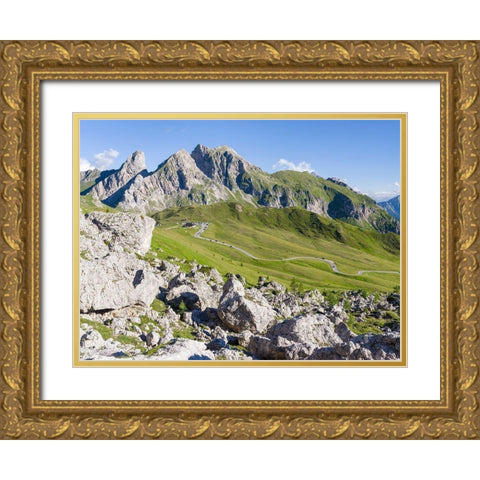Dolomites at Passo Giau View towards Monte Cernera and Monte Mondeval  Gold Ornate Wood Framed Art Print with Double Matting by Zwick, Martin