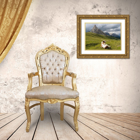 Dolomites at Passo Giau Ra Gusela and Tofane  Gold Ornate Wood Framed Art Print with Double Matting by Zwick, Martin