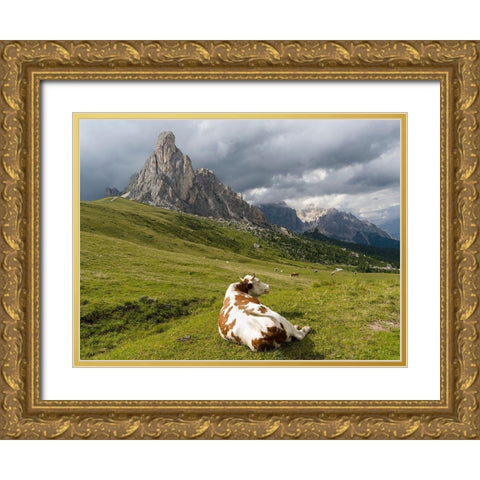 Dolomites at Passo Giau Ra Gusela and Tofane  Gold Ornate Wood Framed Art Print with Double Matting by Zwick, Martin