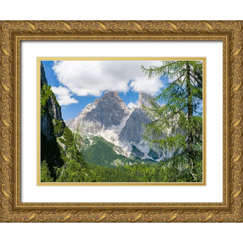 Monte Cristallo in the Dolomites of the Veneto-seen from west  Gold Ornate Wood Framed Art Print with Double Matting by Zwick, Martin