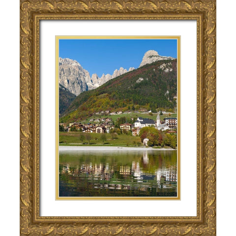 Molveno at lake Lago di Molveno in the Dolomiti di Brenta  Italy-Trentino Gold Ornate Wood Framed Art Print with Double Matting by Zwick, Martin