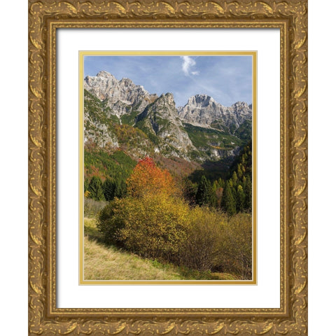 Peaks of Dolomiti di Brenta high above Val dAlgone Dolomiti di Brenta  Italy-Trentino Gold Ornate Wood Framed Art Print with Double Matting by Zwick, Martin