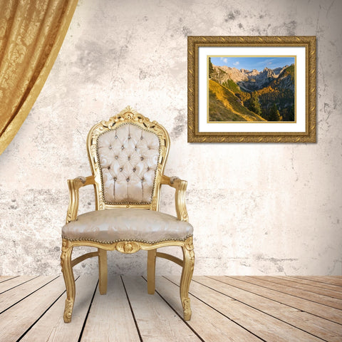 Peaks of Dolomiti di Brenta high above Val dAgola Dolomiti di Brenta  Italy-Trentino Gold Ornate Wood Framed Art Print with Double Matting by Zwick, Martin
