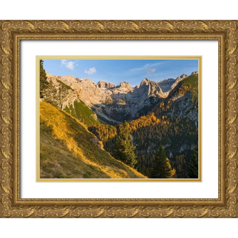 Peaks of Dolomiti di Brenta high above Val dAgola Dolomiti di Brenta  Italy-Trentino Gold Ornate Wood Framed Art Print with Double Matting by Zwick, Martin