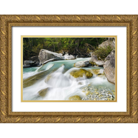 River Sarca-Val di Genova in the Parco Naturale Adamello-Brenta-Trentino-Italy-Val Rendena Gold Ornate Wood Framed Art Print with Double Matting by Zwick, Martin