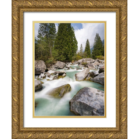 River Sarca-Val di Genova in the Parco Naturale Adamello-Brenta-Trentino-Italy-Val Rendena Gold Ornate Wood Framed Art Print with Double Matting by Zwick, Martin