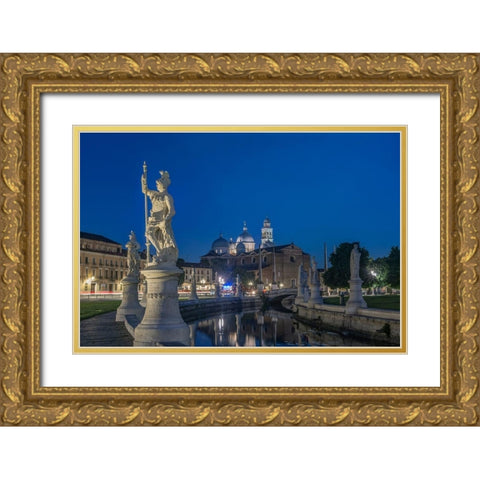 Italy-Padua-Prato della Valle-This square is the largest in Italy and features an elliptical canal Gold Ornate Wood Framed Art Print with Double Matting by Tilley, Rob