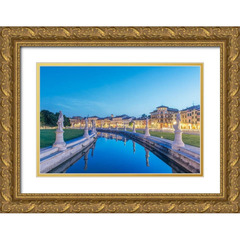 Italy-Padua-Prato della Valle-This square is the largest in Italy and features an elliptical canal Gold Ornate Wood Framed Art Print with Double Matting by Tilley, Rob