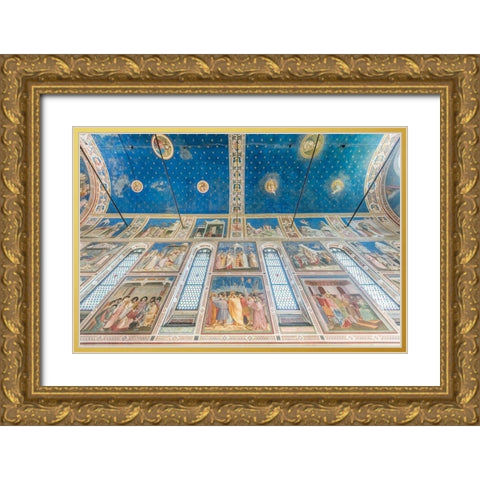 Italy-Padua-Scrovegni Chapel Ceiling with frescoes painted by Giotto in the 14th century Gold Ornate Wood Framed Art Print with Double Matting by Tilley, Rob
