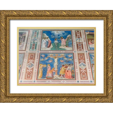 Italy-Padua-Scrovegni Chapel with frescoes painted by Giotto in the 14th century Gold Ornate Wood Framed Art Print with Double Matting by Tilley, Rob