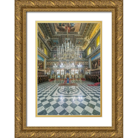 Italy-Trieste-Greek Orthodox Church Interior Gold Ornate Wood Framed Art Print with Double Matting by Tilley, Rob