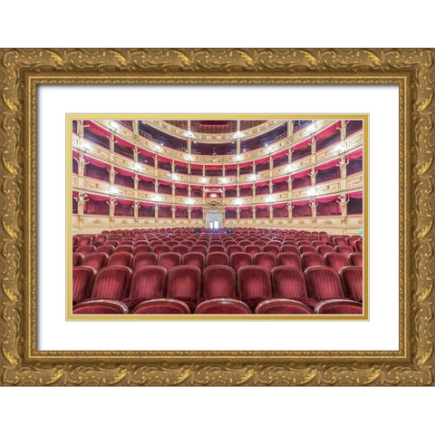 Italy-Trieste-Teatro Verdi Interior Gold Ornate Wood Framed Art Print with Double Matting by Tilley, Rob