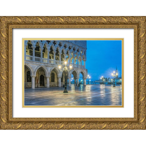 Italy-Venice Doges Palace at dawn Gold Ornate Wood Framed Art Print with Double Matting by Tilley, Rob