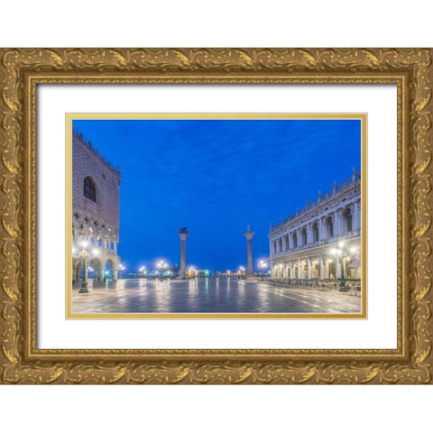 Italy-Venice San Marco Piazza at dawn Gold Ornate Wood Framed Art Print with Double Matting by Tilley, Rob