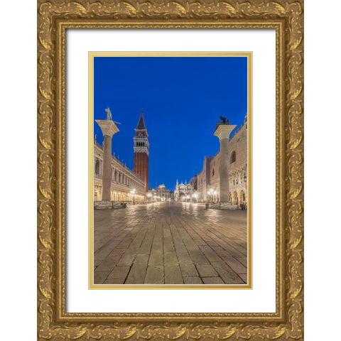 Italy-Venice San Marco Piazza at dawn Gold Ornate Wood Framed Art Print with Double Matting by Tilley, Rob