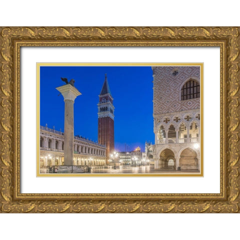 Italy-Venice San Marco Piazza at dawn Gold Ornate Wood Framed Art Print with Double Matting by Tilley, Rob