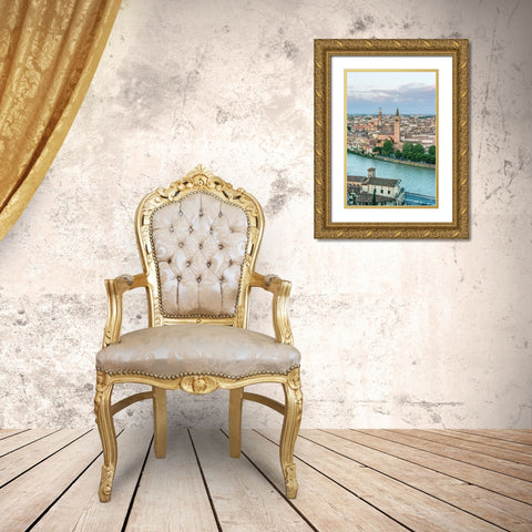 Italy-Verona Looking Down on the city from Castello San Pietro Gold Ornate Wood Framed Art Print with Double Matting by Tilley, Rob