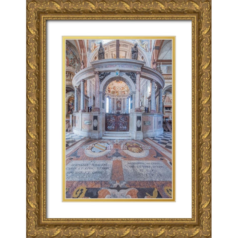 Italy-Verona Verona Cathedral-built in the 12th century Gold Ornate Wood Framed Art Print with Double Matting by Tilley, Rob