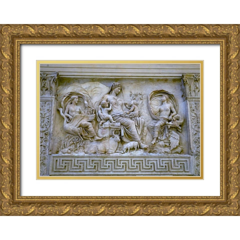 Earth Mother Roman Goddess Statue Ara Pacis Altar of Augustus Peace-Rome-Italy Gold Ornate Wood Framed Art Print with Double Matting by Perry, William