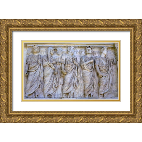 Imperial Family Statue Empero Tiberius Ara Pacis Altar of Augustus Peace-Rome-Italy  Gold Ornate Wood Framed Art Print with Double Matting by Perry, William
