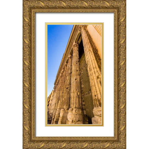 Temple of Hadrian Columns Colonnade Now Stock Exchange-Rome-Italy Temple built 145 AD Gold Ornate Wood Framed Art Print with Double Matting by Perry, William