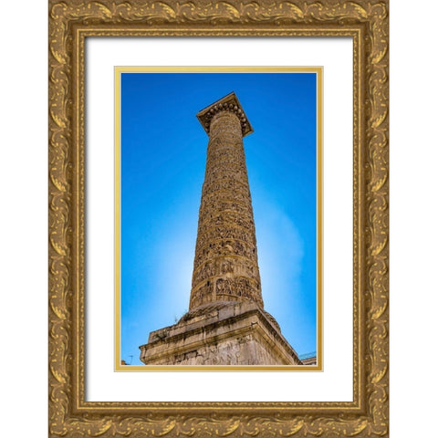 Emperor Marcus Aurelius Column-Rome-Italy Column erected in 193 AD Gold Ornate Wood Framed Art Print with Double Matting by Perry, William