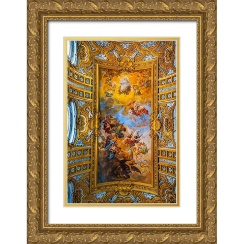 Ceiling God Fresco Basilica Saint Ambrogio Carlo al Corso Basilica Church-Rome-Italy Gold Ornate Wood Framed Art Print with Double Matting by Perry, William