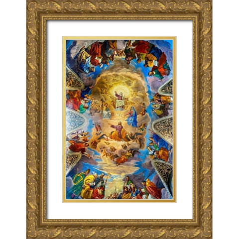 God Jesus Mary Fresco Basilica San Giacomo In Augusta Church-Rome-Italy Gold Ornate Wood Framed Art Print with Double Matting by Perry, William