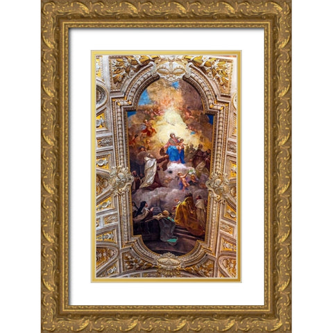 Ceiling Fresco Basilica Santa Maria in Traspontina Church-Rome-Italy Built in the 1600s Gold Ornate Wood Framed Art Print with Double Matting by Perry, William