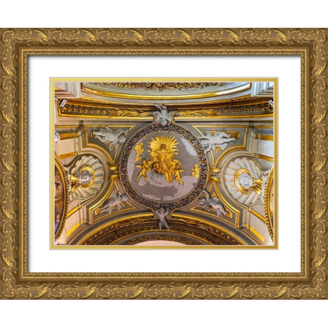 Golden Virgin Mary Angels Statues Ceiling Basilica Santa Maria in Traspontina Church-Rome Gold Ornate Wood Framed Art Print with Double Matting by Perry, William