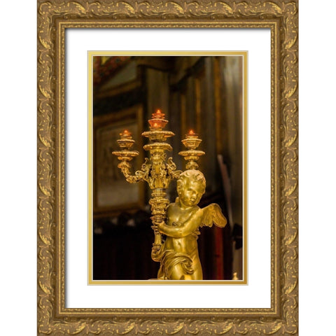 Golden angel statue Santa Maria Maggiore-Rome-Italy Built 422-432-in honor of Virgin Mary Gold Ornate Wood Framed Art Print with Double Matting by Perry, William
