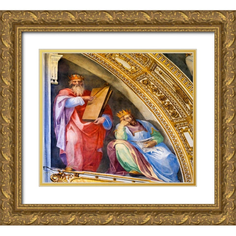 Kings Fresco Santa Maria Maggiore-Rome-Italy Built 422-432 Gold Ornate Wood Framed Art Print with Double Matting by Perry, William