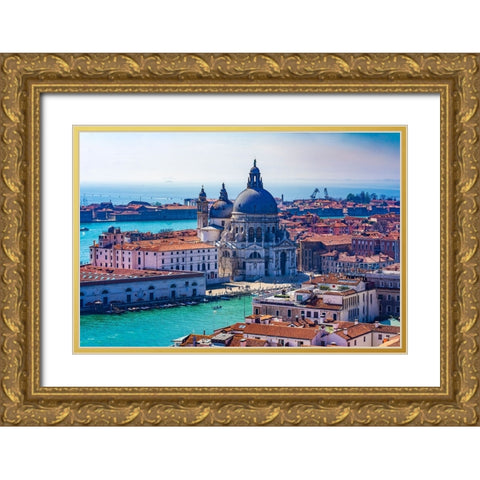 Grand Canal Santa Maria della Salute Church-Venice-Italy-Competed in 1681 Gold Ornate Wood Framed Art Print with Double Matting by Perry, William