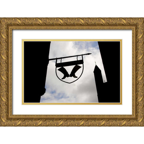 Poland, Gdansk Silhouette of shop sign Gold Ornate Wood Framed Art Print with Double Matting by Ross, Nancy ,  Steve
