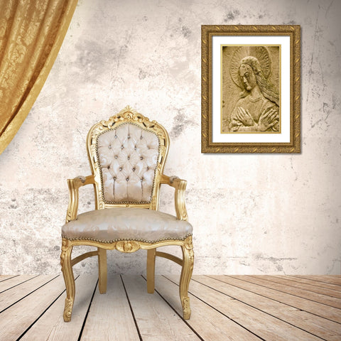 Poland, Gdansk Bas relief of religious icon Gold Ornate Wood Framed Art Print with Double Matting by Ross, Nancy ,  Steve