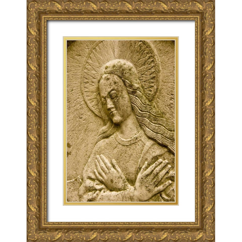 Poland, Gdansk Bas relief of religious icon Gold Ornate Wood Framed Art Print with Double Matting by Ross, Nancy ,  Steve