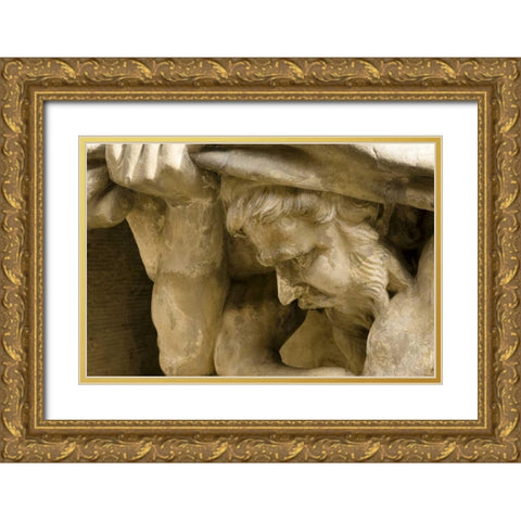 Poland, Gdansk Building sculpture on Long Street Gold Ornate Wood Framed Art Print with Double Matting by Ross, Nancy ,  Steve