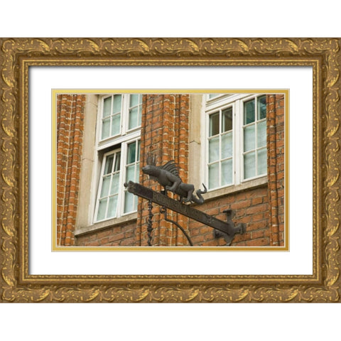 Poland, Gdansk Detail of restaurant sign Gold Ornate Wood Framed Art Print with Double Matting by Ross, Nancy ,  Steve