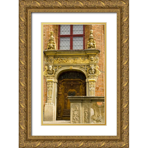 Poland, Gdansk Detail of ornate door Gold Ornate Wood Framed Art Print with Double Matting by Ross, Nancy ,  Steve