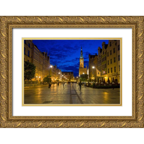 Poland, Gdansk Plaza for walking and dining Gold Ornate Wood Framed Art Print with Double Matting by Zuckerman, Jim