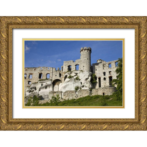 Poland Close-up of Ogrodzieniec Castle Gold Ornate Wood Framed Art Print with Double Matting by Zuckerman, Jim