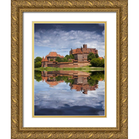 Poland, Malbork Medieval Malbork Castle Gold Ornate Wood Framed Art Print with Double Matting by Zuckerman, Jim