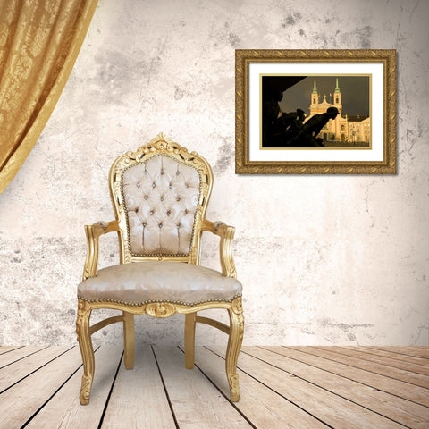 Poland, Warsaw World War II memorial silhouette Gold Ornate Wood Framed Art Print with Double Matting by Zuckerman, Jim