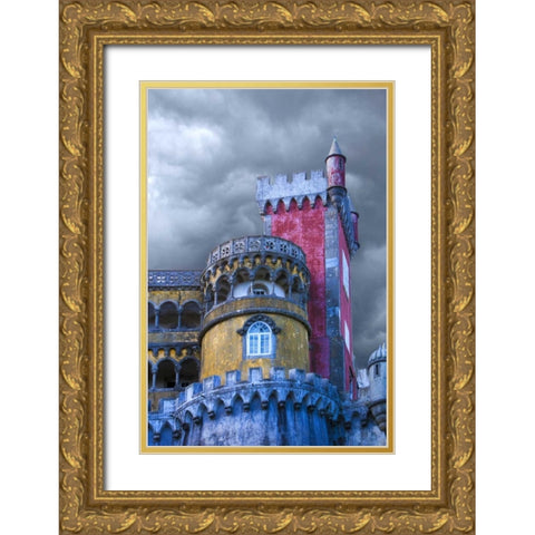 Portugal, Sintra Detail of Pena Palace Gold Ornate Wood Framed Art Print with Double Matting by Zuckerman, Jim