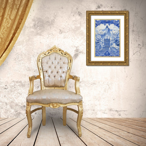Portugal, Porto Mosaic at Santo Ildefonso Church Gold Ornate Wood Framed Art Print with Double Matting by Zuckerman, Jim