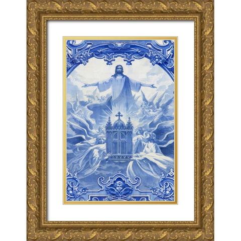 Portugal, Porto Ildefonso Church Mosaic Gold Ornate Wood Framed Art Print with Double Matting by Zuckerman, Jim